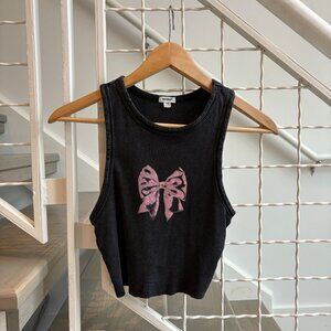 Garage Bow Tank Top XS Black Pink